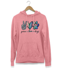 Load image into Gallery viewer, Peace, Love &amp; Dogs Hoodie (Unisex)