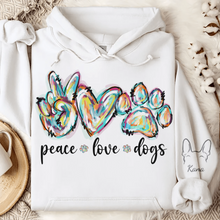 Load image into Gallery viewer, Peace, Love &amp; Dogs - Custom Hoodie